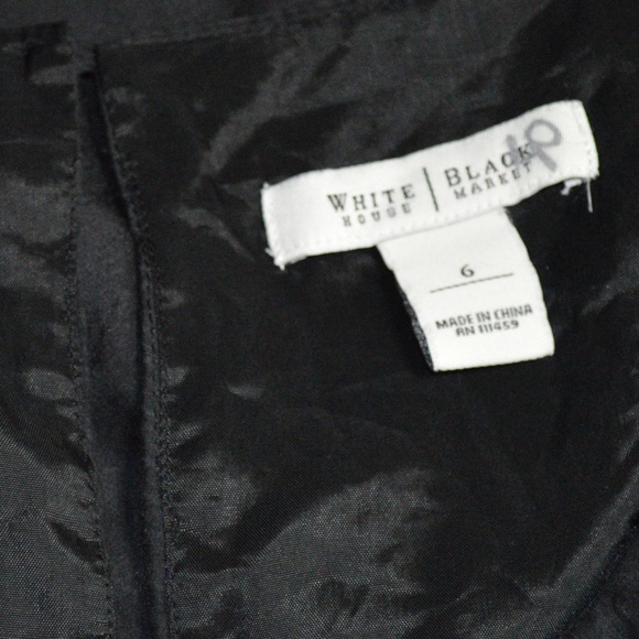 WHBM Ruffle V Neck Silk Blend Black Dress Sz 6 - Picture 6 of 6